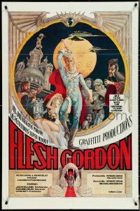 5f0777 FLESH GORDON 1sh 1974 sexy sci-fi spoof, wacky erotic super hero art by George Barr!