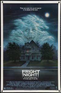5f0789 FRIGHT NIGHT 1sh 1985 Sarandon, McDowall, best classic horror art by Peter Mueller!