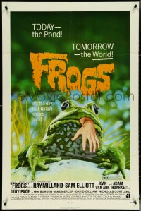 5f0790 FROGS 1sh 1972 great horror art of man-eating amphibian, today the pond - tomorrow the world!