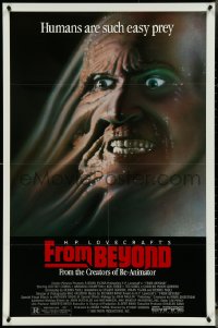 5f0791 FROM BEYOND 1sh 1986 H.P. Lovecraft, wild sci-fi horror image, humans are such easy prey!