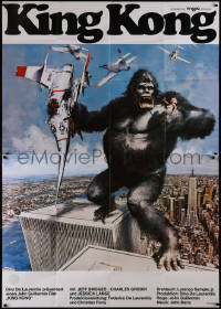 5f0008 KING KONG German 2p 1976 different John Berkey art of BIG Ape on the Twin Towers!