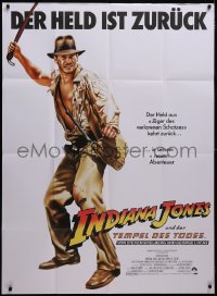 5f0038 INDIANA JONES & THE TEMPLE OF DOOM German 33x47 1984 art of Harrison Ford by Mike Vaughan!
