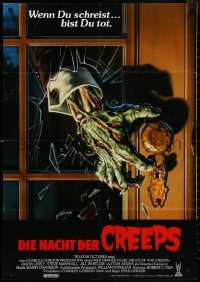 5f0106 NIGHT OF THE CREEPS German 1986 Bob Larkin art of zombie breaking in door!