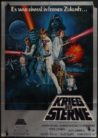 5f0110 STAR WARS German 1977 George Lucas sci-fi epic, montage art by Tom William Chantrell!
