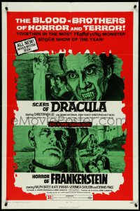 5f0838 HORROR OF FRANKENSTEIN/SCARS OF DRACULA 1sh 1971 with the blood-brothers of horror & terror!