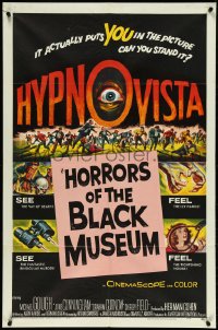 5f0839 HORRORS OF THE BLACK MUSEUM 1sh 1959 an amazing new dimension in screen thrills, Hypno-Vista!
