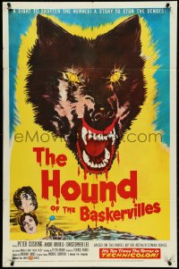 5f0840 HOUND OF THE BASKERVILLES 1sh 1959 Peter Cushing, dog art, unusual & slightly different!