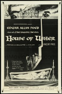5f0842 HOUSE OF USHER 1sh R1967 Edgar Allan Poe's tale of the ungodly & evil, art by Reynold Brown!