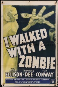 5f0853 I WALKED WITH A ZOMBIE 1sh R1952 classic Val Lewton & Jacques Tourneur voodoo horror!