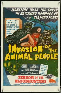 5f0868 INVASION OF THE ANIMAL PEOPLE/TERROR OF THE BLOODHUNTERS 1sh 1962 rampaging monsters!