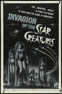 5f0873 INVASION OF THE STAR CREATURES 1sh 1962 evil, beautiful, monster blood in their veins!