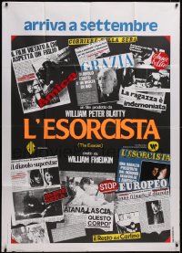 5f0047 EXORCIST teaser Italian 1p 1974 William Friedkin, different newspaper clipping montage, rare!