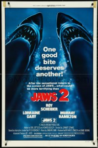 5f0888 JAWS 2 1sh R1980 Roy Scheider, one good bite deserves another, what could be more terrifying!