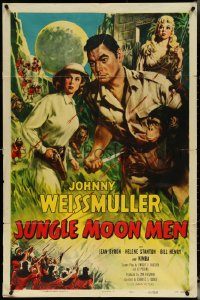 5f0897 JUNGLE MOON MEN 1sh 1955 Johnny Weissmuller as himself w/ Jean Byron & Kimba the chimp!