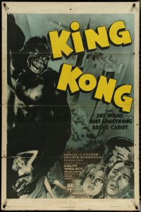 5f0900 KING KONG 1sh R1947 art of the giant ape carrying Fay Wray on Empire State Building!