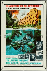 5f0908 LAND THAT TIME FORGOT 1sh 1975 Edgar Rice Burroughs, cool George Akimoto dinosaur art!