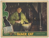 5f0245 BLACK CAT LC 1941 best portrait of crazy Bela Lugosi by cat sculpture & glowing silver cup!