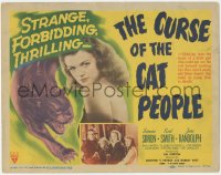 5f0269 CURSE OF THE CAT PEOPLE TC 1944 c/u of sexy Simone Simon + great art of snarling cat!