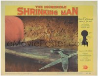5f0320 INCREDIBLE SHRINKING MAN LC #3 1957 tiny Grant Williams by giant yarn ball & scissors!