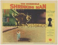 5f0317 INCREDIBLE SHRINKING MAN LC #5 1957 special effects image of tiny man fleeing from giant cat!