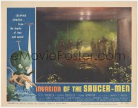 5f0329 INVASION OF THE SAUCER MEN LC #7 1957 soldiers with rifles in tunnel, wonderful border art!