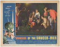 5f0330 INVASION OF THE SAUCER MEN LC #8 1957 Terrell & others gather around dazed man on ground!