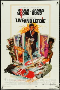 5f0918 LIVE & LET DIE West Hemi 1sh 1973 Robert McGinnis art of Roger Moore as James Bond!