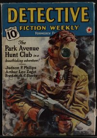 5f0069 DETECTIVE FICTION WEEKLY pulp magazine June 10, 1939 cover art of gangster w/gas mask & gun!