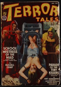 5f0068 TERROR TALES pulp magazine January-February 1939 cover art of barely dressed girl tortured!