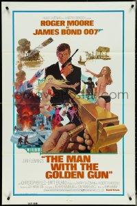5f0935 MAN WITH THE GOLDEN GUN East Hemi 1sh 1974 no-TA style, Moore as James Bond by Robert McGinnis