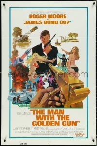 5f0937 MAN WITH THE GOLDEN GUN TA style East Hemi 1sh 1974 Moore as James Bond by Robert McGinnis!
