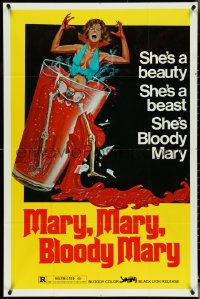 5f0942 MARY MARY BLOODY MARY 1sh 1976 gruesome art of woman dissolving in gigantic glass of acid!