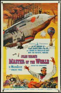 5f0943 MASTER OF THE WORLD 1sh 1961 Jules Verne, Vincent Price, cool art of enormous flying machine!