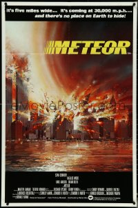 5f0944 METEOR int'l 1sh 1979 Sean Connery, Natalie Wood, cool sci-fi artwork by Tom Beauvais!