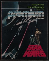 5f1190 STAR WARS TV 5x6 brochure 1983 Premium Channels, includes ads on cover & interior page!