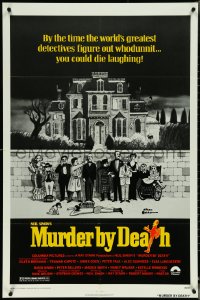 5f0961 MURDER BY DEATH 1sh 1976 Peter Sellers, great Charles Addams art of cast by dead body!