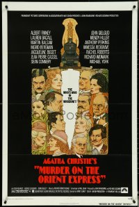 5f0962 MURDER ON THE ORIENT EXPRESS 1sh 1974 Agatha Christie, great art of cast by Richard Amsel!