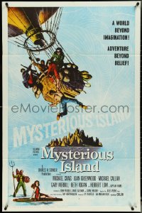 5f0968 MYSTERIOUS ISLAND 1sh 1961 Ray Harryhausen, Jules Verne sci-fi, cool hot-air balloon image!
