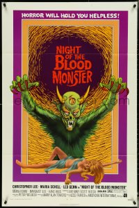 5f0974 NIGHT OF THE BLOOD MONSTER 1sh 1972 Jess Franco, art of wacky beast & half-dressed sexy girl!