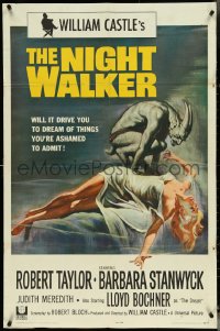 5f0979 NIGHT WALKER 1sh 1965 William Castle, Robert Taylor, Barbara Stanwyck, Reynold Brown art!