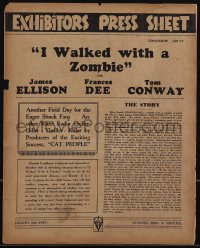 5f0141 I WALKED WITH A ZOMBIE Australian pressbook 1943 Val Lewton & Jacques Tourneur, ultra rare!