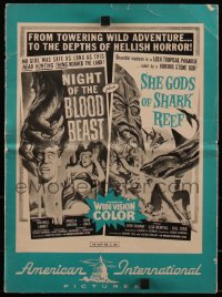 5f0150 SHE GODS OF SHARK REEF/NIGHT OF THE BLOOD BEAST pressbook 1958 the depths of hellish horror!
