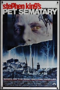 5f0993 PET SEMATARY 1sh 1989 Stephen King's best selling thriller, cool graveyard image!