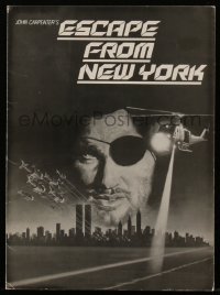 5f0003 ESCAPE FROM NEW YORK English screening program 1981 Kurt Russell, different Ferracci art, rare!