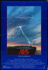 5f1053 SHORT CIRCUIT 1sh 1986 cool artwork of Johnny Five being struck by lightning by John Alvin!
