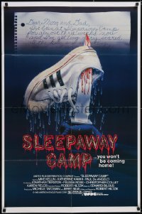 5f1059 SLEEPAWAY CAMP 1sh 1983 a nice place for summer vacation, a perfect place to die, gory art!
