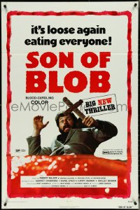 5f1062 SON OF BLOB 1sh 1972 it's loose again eating everyone, wacky horror sequel, big new thriller!
