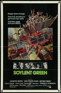 5f1064 SOYLENT GREEN 1sh 1973 Charlton Heston trying to escape by John Solie, people never change!