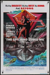 5f1074 SPY WHO LOVED ME 1sh 1977 great art of Roger Moore as James Bond by Bob Peak!