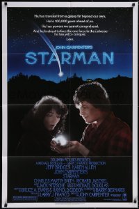 5f1089 STARMAN 1sh 1984 John Carpenter, close-up portrait of alien Jeff Bridges & Karen Allen!